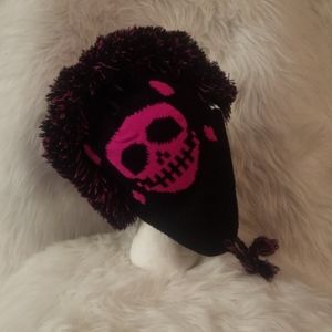 DEKKO BLACK AND PINK SKULL MOHAWK HAT